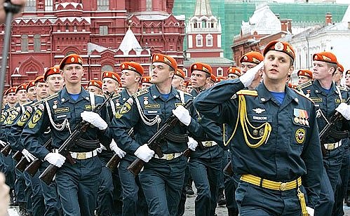 Military parade celebrating the 62nd anniversary of Victory in the Great Patriotic War.