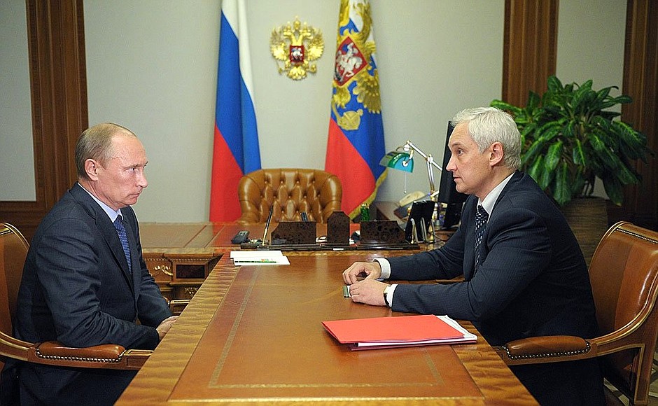 With Economic Development Minister Andrei Belousov.