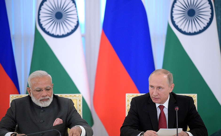 Заявления для прессы по итогам российско-индийских переговоров. C Премьер-министром Индии Нарендрой Моди.