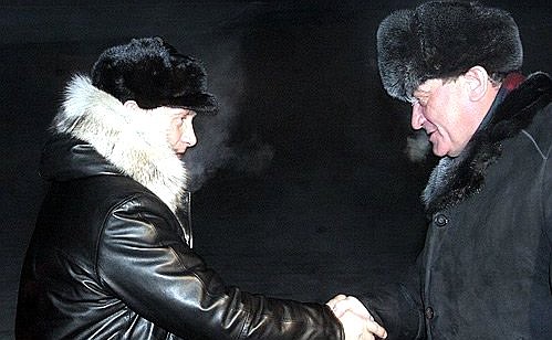 Arrival in Yakutia. On the right-head of the Sakha Republic (Yakutia) Viacheslav Shtyrov.