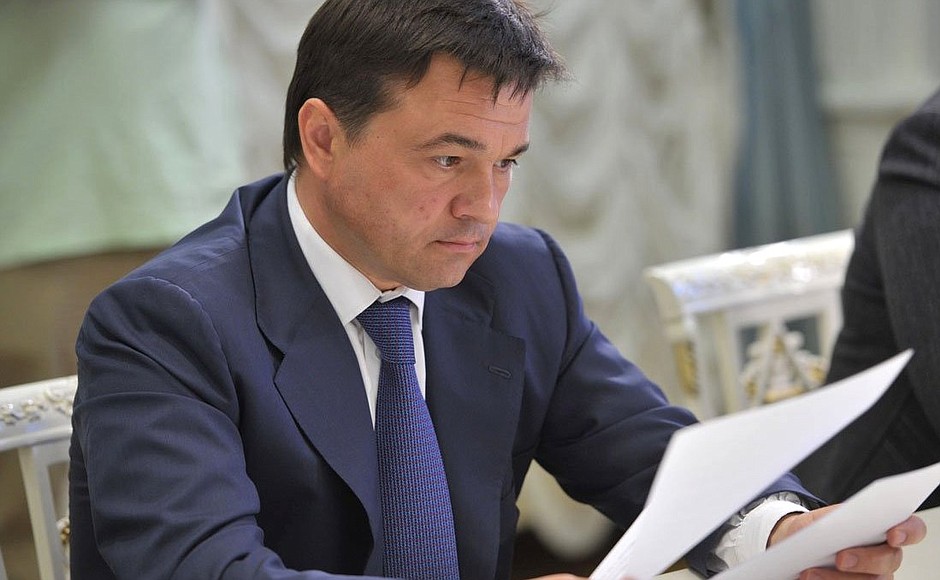 Acting Governor of Moscow Region Andrei Vorobyov before a meeting on school education.