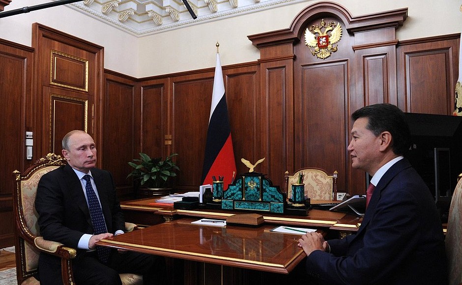 Встреча с президентом Международной шахматной федерации Кирсаном Илюмжиновым.