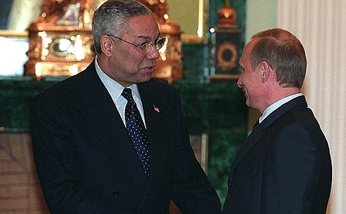 President Putin with US Secretary of State Colin Powell.