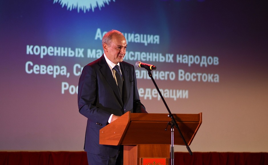 Magomedsalam Magomedov attends a gala meeting on the 30th anniversary of the Russian Association of Indigenous Peoples of the North, Siberia and Far East.
