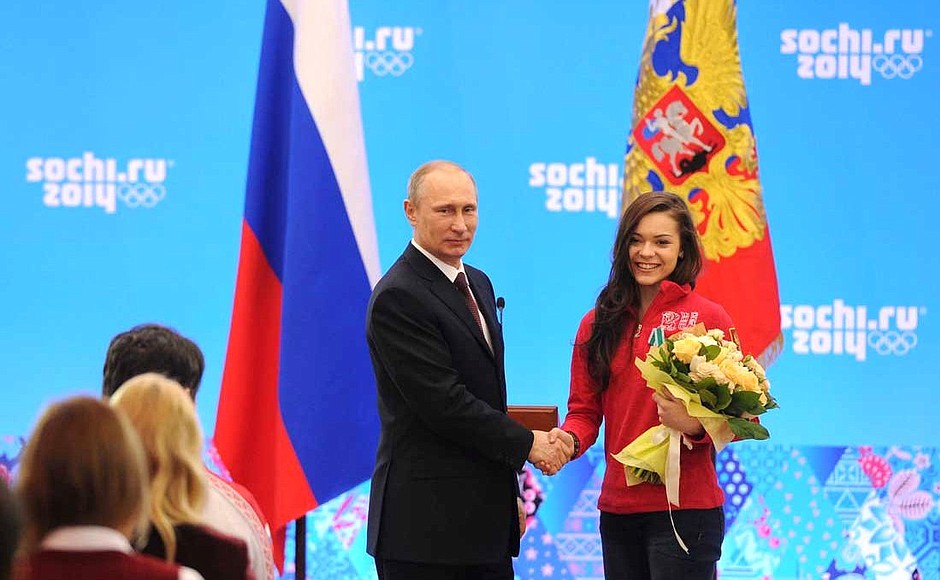 The Order of Friendship is awarded to Olympic figure skating champion Adelina Sotnikova.