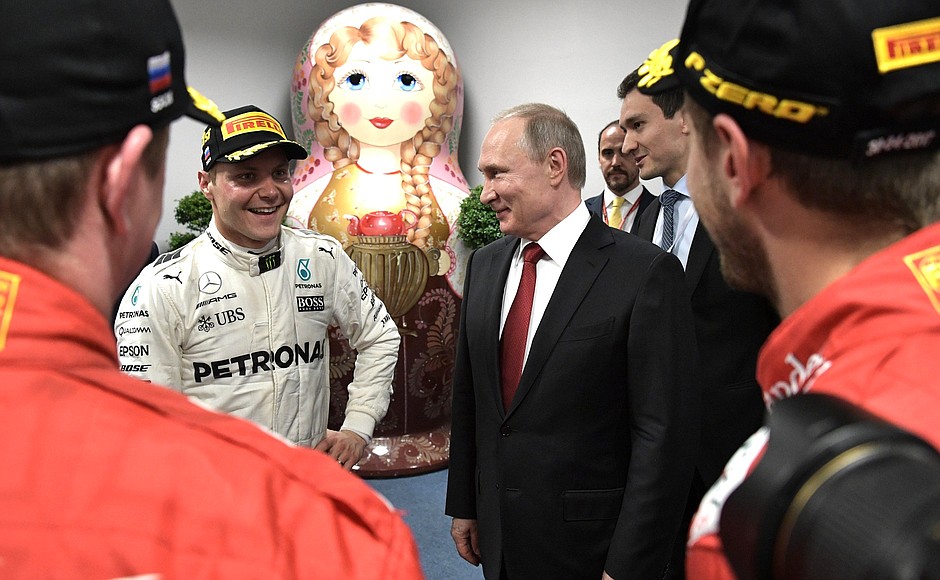 With the winners of the Formula One Russian Grand Prix.