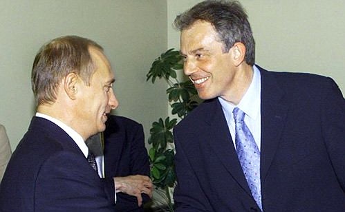 President Vladimir Putin with British Prime Minister Tony Blair.