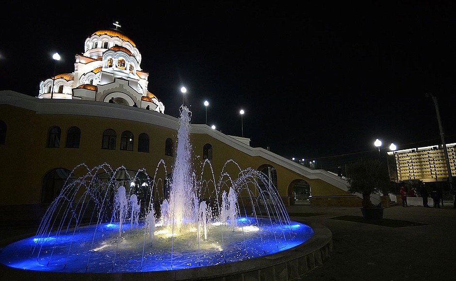 Newly built Church of the Acheiropaeic Image of Christ the Saviour near the Olympic Park in the Imereti Valley.