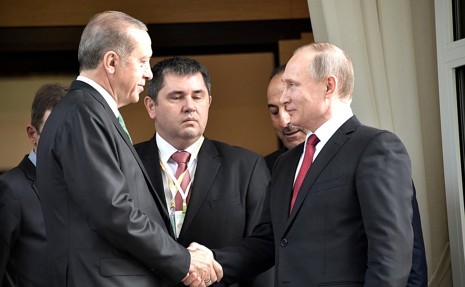 With President of Turkey Recep Tayyip Erdogan after the talks.