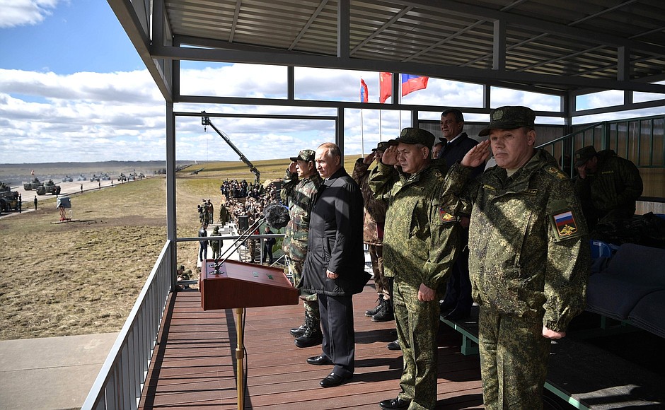 Review of troops, held after Vostok 2018 military manoeuvres.