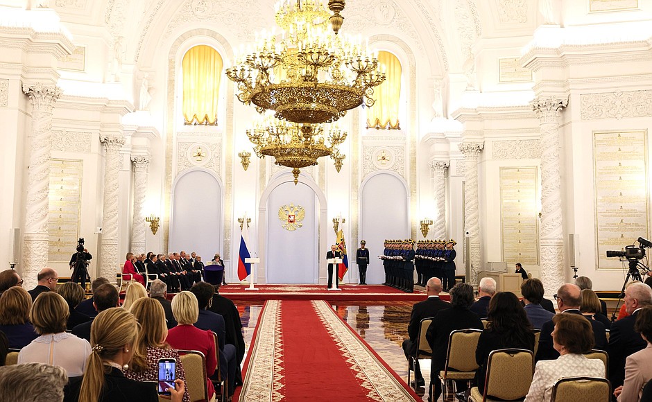 The ceremony for presenting the Hero of Labour of the Russian Federation medals and Russian Federation National Awards.