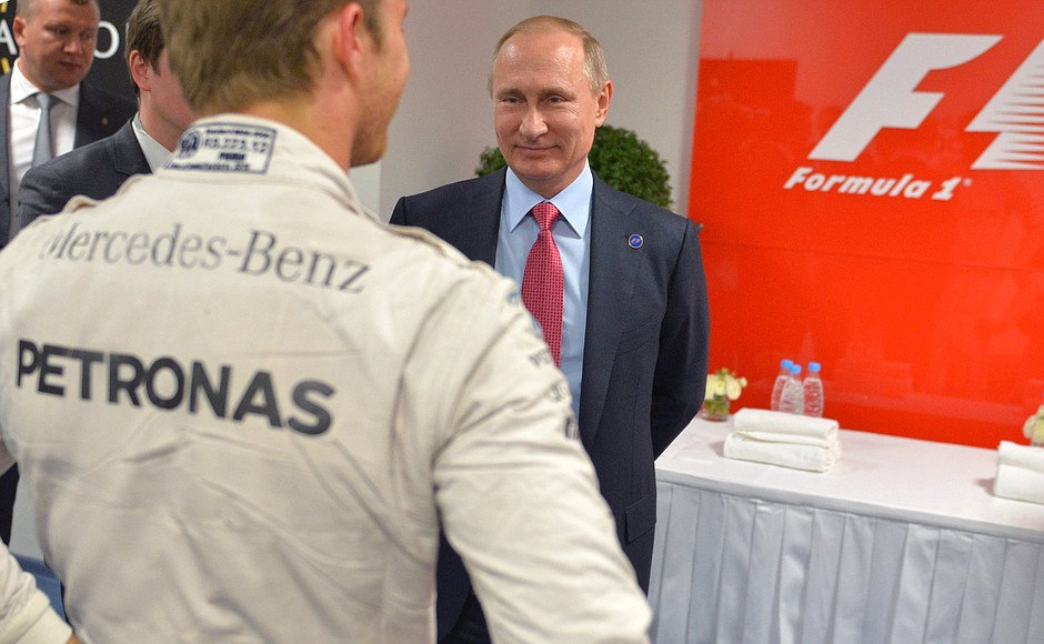 With the winner of the Formula 1 Russian Grand Prix.