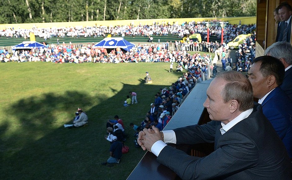 At a sports festival dedicated to the 100th anniversary of Tuva’s accession to Russia.