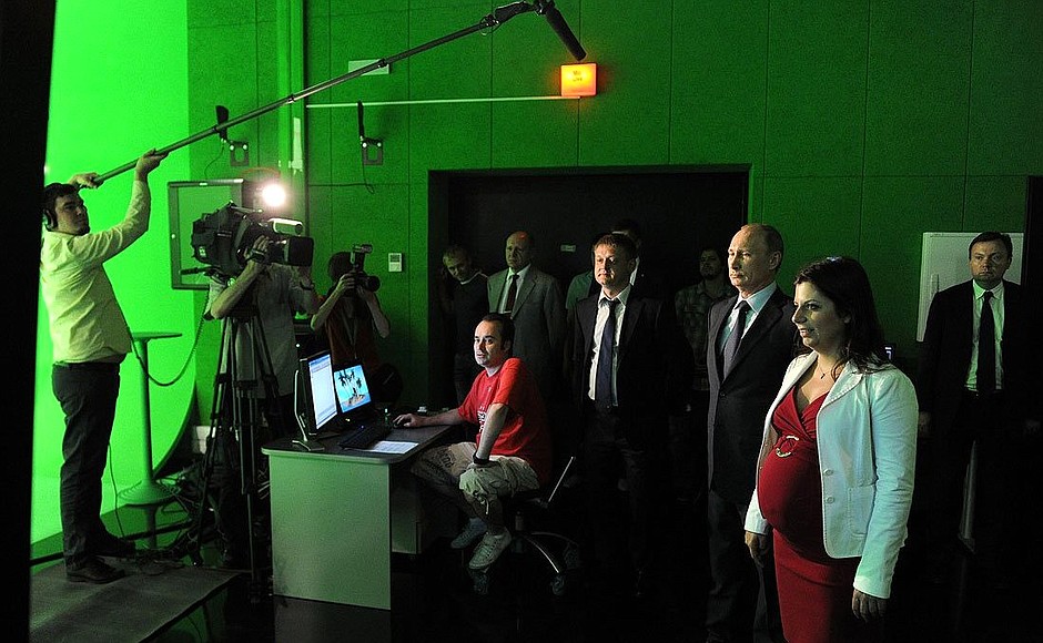 During the visit the new Russia Today broadcasting centre.