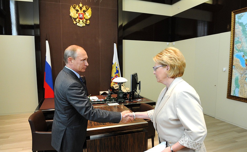 With Healthcare Minister Veronika Skvortsova.