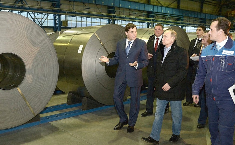 During visit to the Cherepovets Steel Mill.