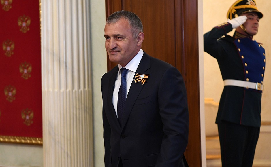 President of South Ossetia Anatoly Bibilov before the military parade to mark the 75th anniversary of Victory in the Great Patriotic War.