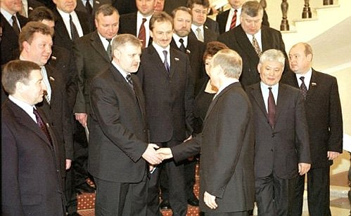 Встреча с новым руководством Совета Федерации. С Председателем Совета Федерации Сергеем Мироновым (в центре).