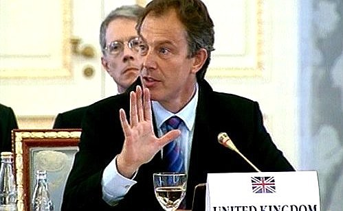 British Prime Minister Tony Blair at a plenary meeting of the Russia — EU Summit.