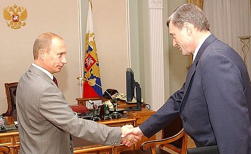 President Putin with Nikolai Bordyuzha, Secretary-General of the Collective Security Treaty Organisation.