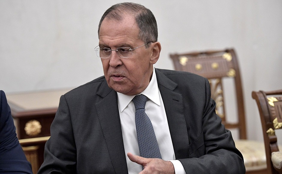 Foreign Minister Sergei Lavrov before a meeting with Security Council permanent members.