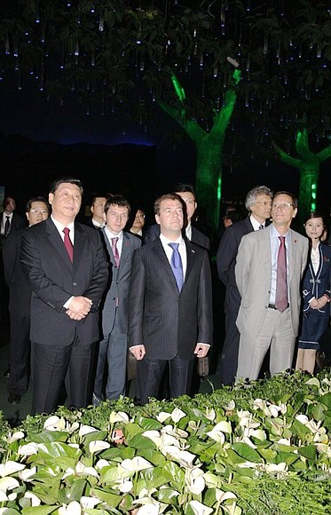 Visit to the China Pavilion at the 2010 World Expo. With Vice President of China Xi Jinping and First Deputy Prime Minister of the Russian Federation Alexander Zhukov (right).