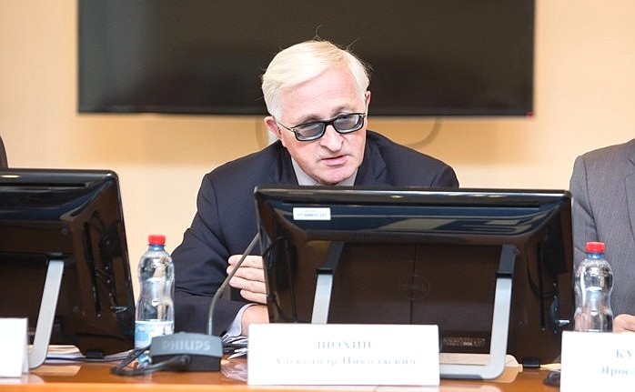 President of the Russian Union of Industrialists and Entrepreneurs Alexander Shokhin at a meeting of the Presidential National Council for Professional Qualifications.