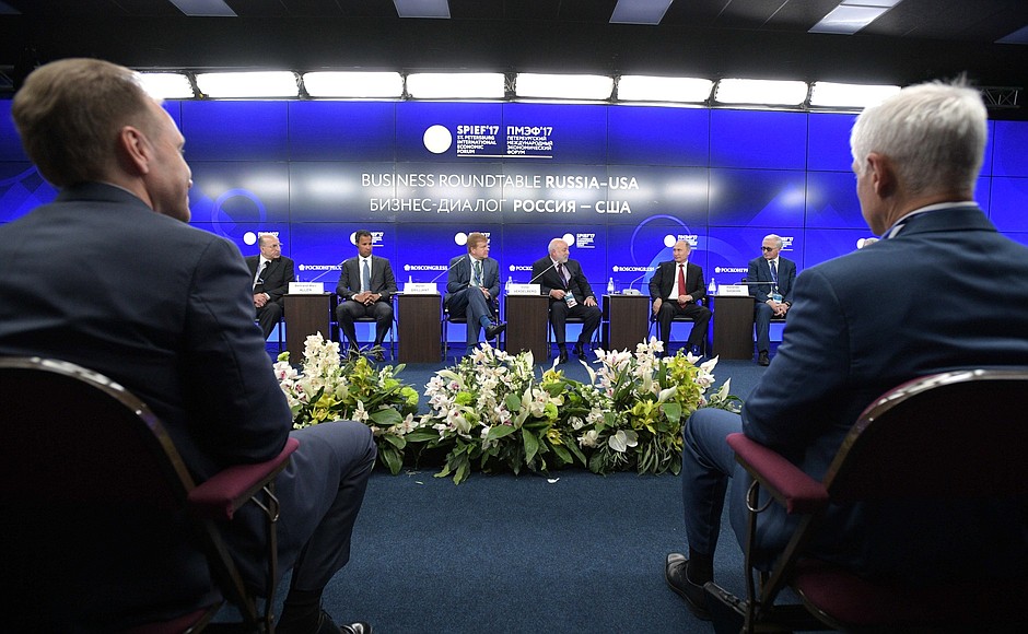 Владимир Путин принял участие в панельной дискуссии «Бизнес-диалог Россия – США».