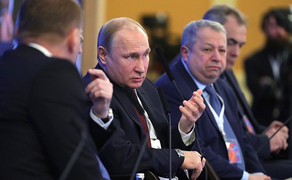 At a plenary session of the Russian Union of Industrialists and Entrepreneurs congress.