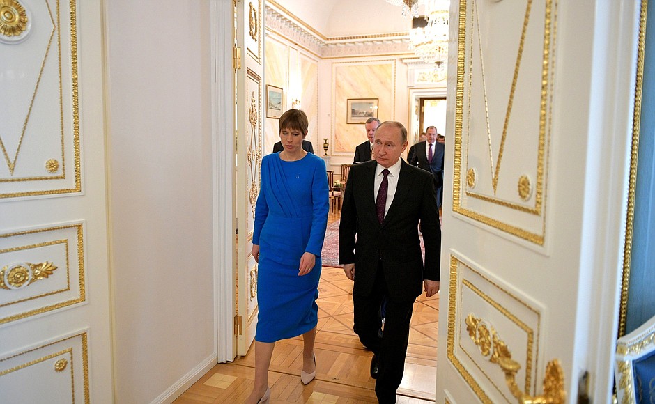 По завершении встречи с Президентом Эстонской Республики Керсти Кальюлайд.