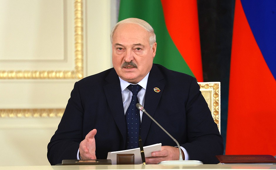 President of Belarus Alexander Lukashenko at a meeting of the Supreme State Council of the Union State.