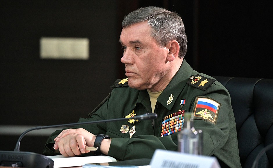 Chief of the General Staff Valery Gerasimov at the Military-Industrial Commission meeting.