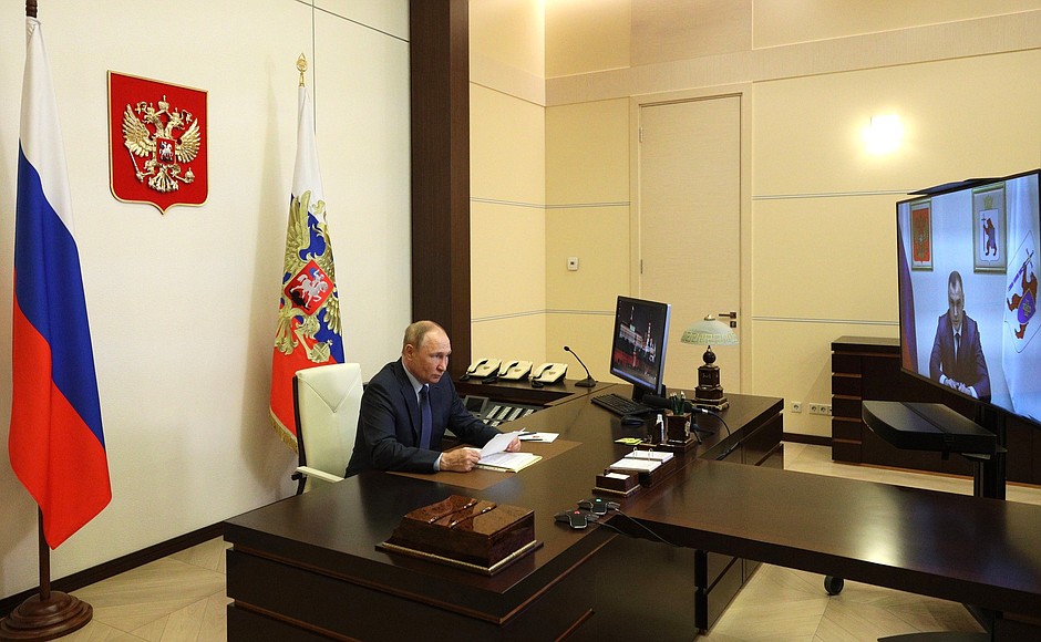 Встреча с временно исполняющим обязанности главы Республики Марий Эл Юрием Зайцевым (в режиме видеоконференции).
