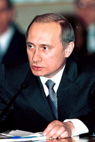 Acting President Vladimir Putin at a meeting of the Russian Government\'s Advisory Council on Foreign Investment.