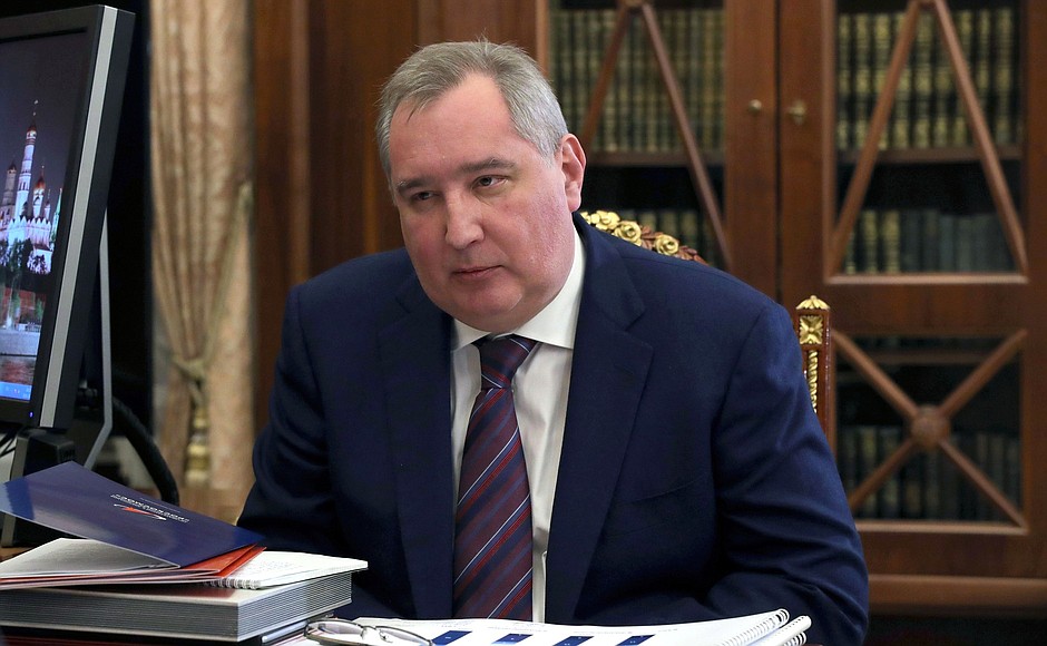With General Director of Roscosmos State Corporation Dmitry Rogozin.