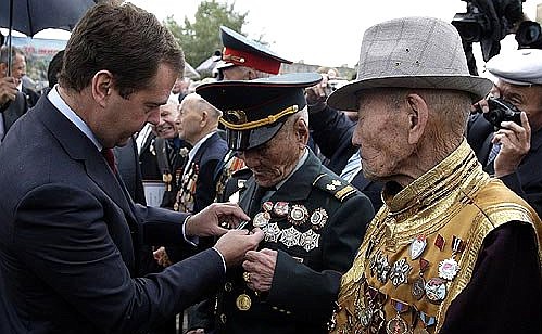 Ceremony presenting Russian state decorations to Mongolian veterans of the Battle of Khalkhin Gol.