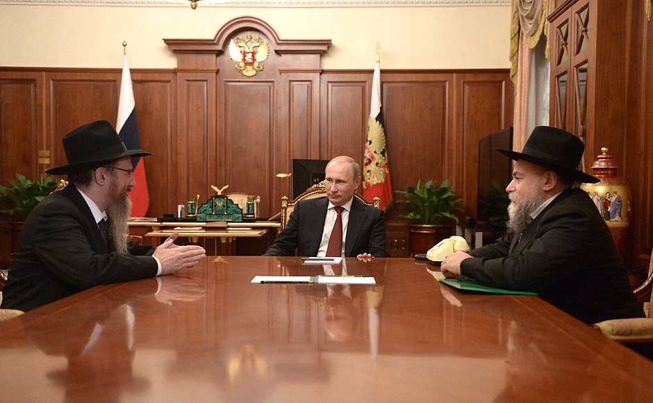 With Chief Rabbi of Russia Berl Lazar (left) and President of the Federation of Jewish Communities of Russia Alexander Boroda.