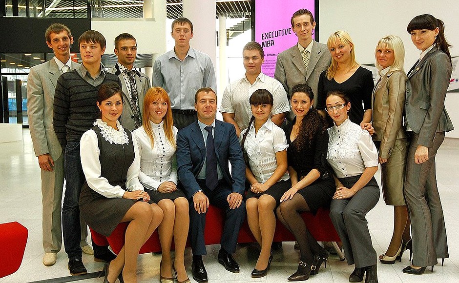 With students from regional colleges at Skolkovo business school.