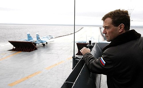 On board the aircraft carrier Admiral Kuznetsov.
