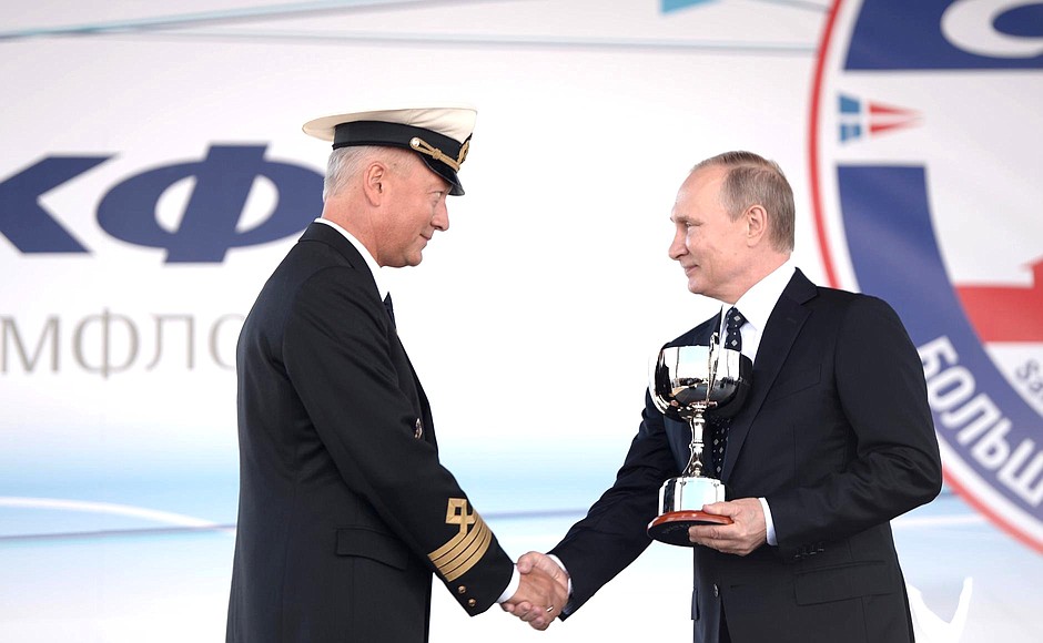 With Andrei Orlov, captain of the Mir tall ship, at the awards ceremony for the winners of the Black Sea Tall Ships Regatta second stage.