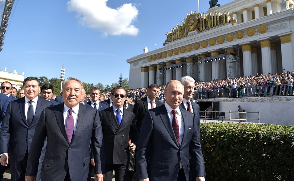 Moscow City Day celebrations at VDNKh. With first President of the Republic of Kazakhstan Nursultan Nazarbayev.