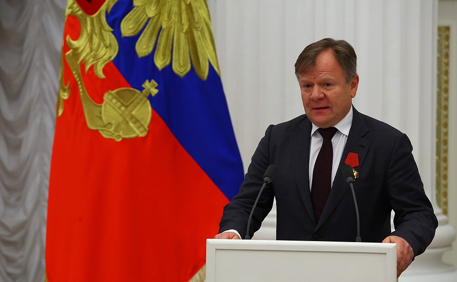 Ceremony for presenting state decorations. The Order for Services to the Fatherland, IV degree, is awarded to People’s Artist of Russia Igor Butman, artistic director of the Moscow Jazz Orchestra.