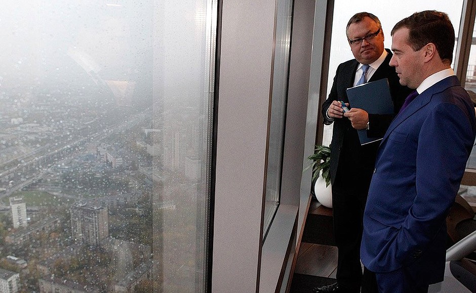 Before the meeting of the Council for the Financial Market Development. With VTB Bank President and Chairman of the Management Board Andrei Kostin.