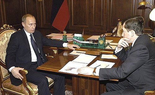 President Putin meeting with Labour and Social Development Minister Alexander Pochinok.