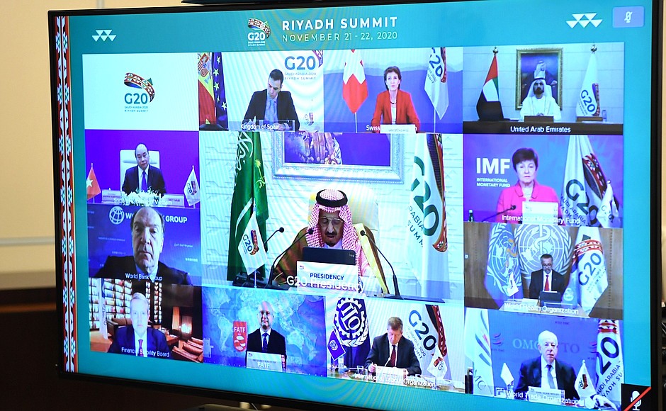 During the meeting of the heads of delegations of the G20 member countries, invited states and international organisations (via videoconference).