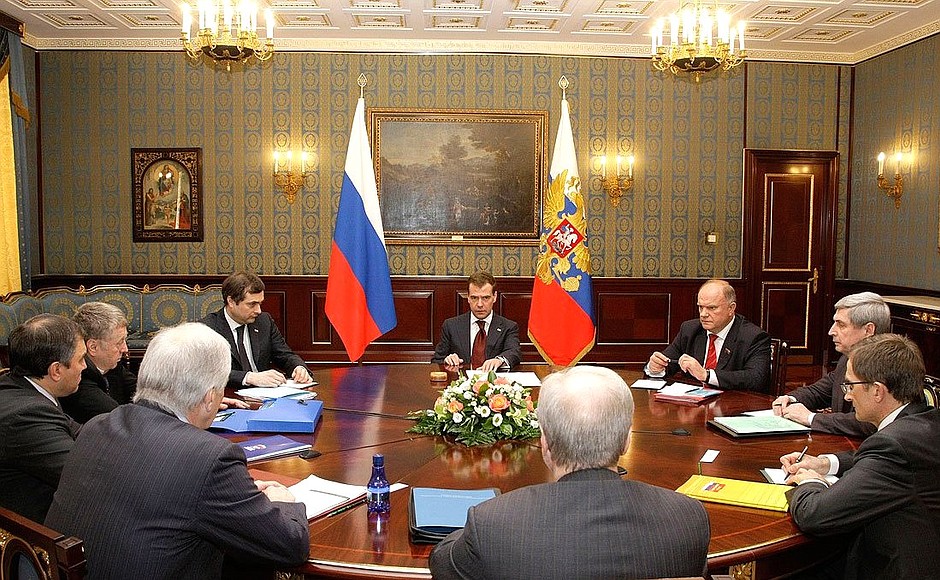Встреча с руководителями партий, представленных в Государственной Думе.