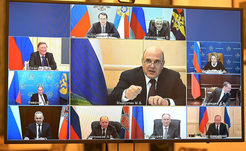 At the meeting via videoconference with permanent members of the Security Council.