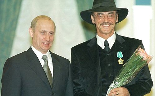 President Putin presenting the Order of Friendship to actor Mikhail Boyarsky at a decoration ceremony in the Kremlin.