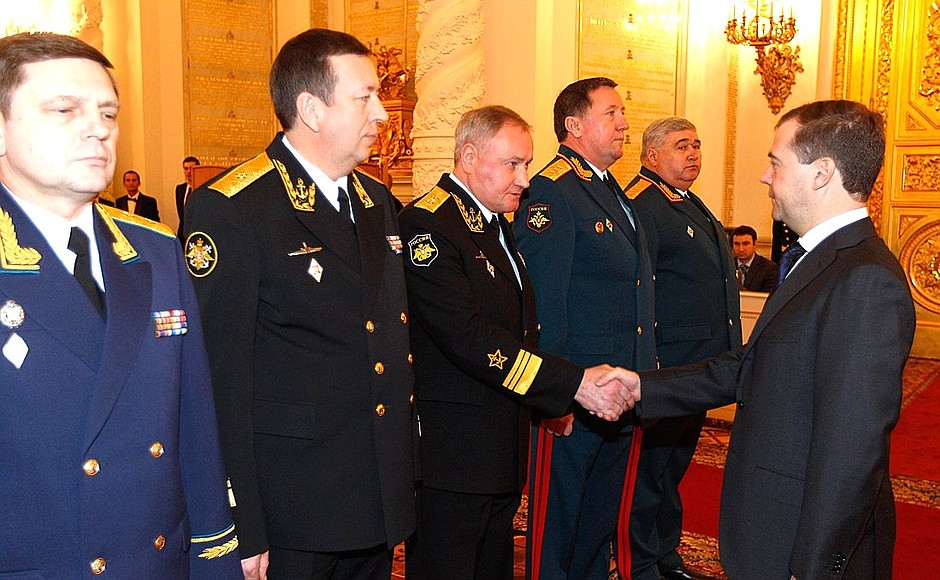 Церемония представления офицеров, назначенных на высшие командные должности.