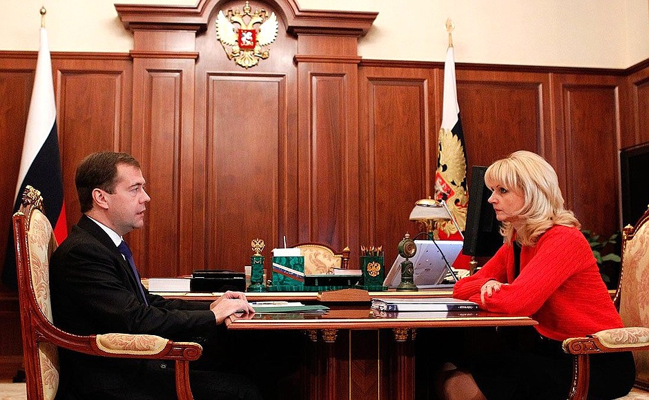 With Healthcare and Social Development Minister Tatyana Golikova.